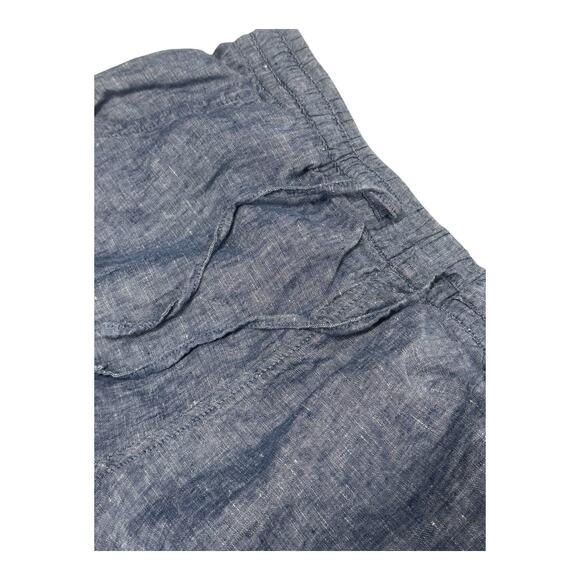 L.L. Bean Women's 10 Linen Blue Chambray Drawstring Elastic Waist Pant - Picture 3 of 6